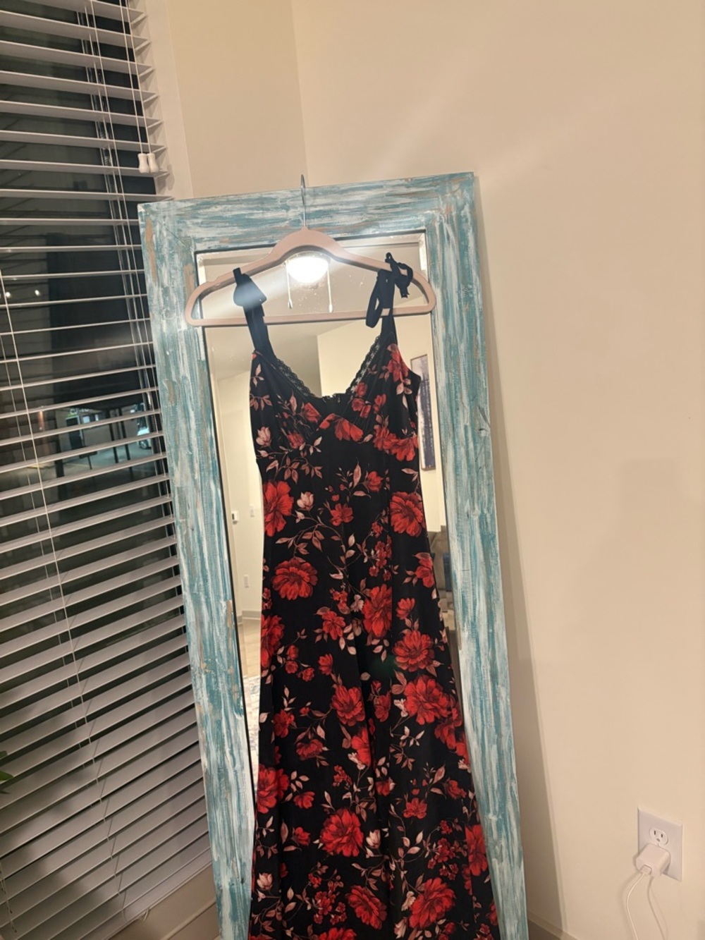 Black Maxi Dress with Red Floral Print *Brand New with tags